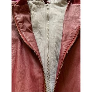 Faux Leather Jacket with Hoodie